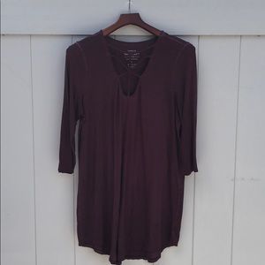Torrid Super Soft Cage Neck Tee size 1 Wine color